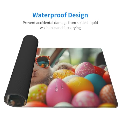Image of Easter Egg Bunny Extended Gaming Mouse Pad, with Stitched Edges Large Mouse Pad Desk Protector, Rubber Base Mousepad Keyboard Mouses Mat for Work Game Office Home- 32 inch X 12 inch Inch