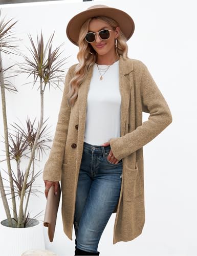 Image of CiCiBird Women Fall Long Cardigan Sweater Trendy Knit Jacket Coat Dressy Blazer Coatigan