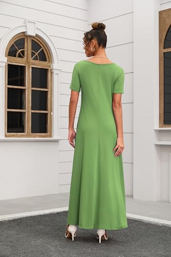 Image of Nimsruc Women Summer Long Dress Casual Sexy Short Sleeve Loose Maxi Dresses for Women 2025