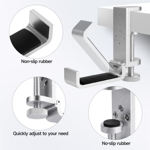 Soporte Plegable para Auriculares de Aluminio - Gancho Universal para Montaje Bajo Escritorio miniatura 3