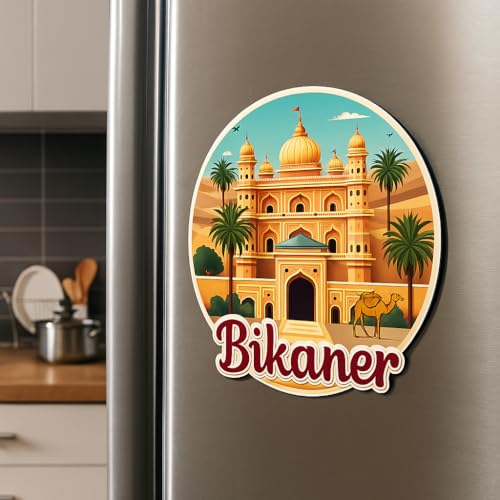 Image of Naxon Bikaner City Theme Souvenir Wooden Fridge Magnet for Refrigerator - Printed Fridge Magnet for Kitchen & Home Decor | Perfect Souvenir Gift | Size 3x3 in | Pack of 1