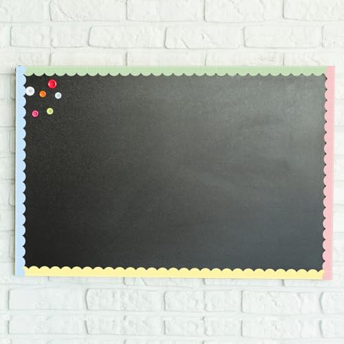 Image of Fuutreo 6 Roll 197 ft Pastel Composition Notebook Bulletin Board Borders Colorful Notebook Line Classroom Decoration Scalloped Trim Border Decor for Back to School Chalkboard Office Wall