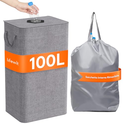 Lifewit 100L Conservazione Delle Bottiglie con Coperchio, Pattumiera Differenziata per Bottiglia...