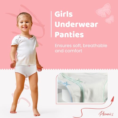 Phennie's Girls' Underwear Soft Cotton Panties Solid White Breathable Kids Girls Underwear Pure Cotton Undies 12 Pack2