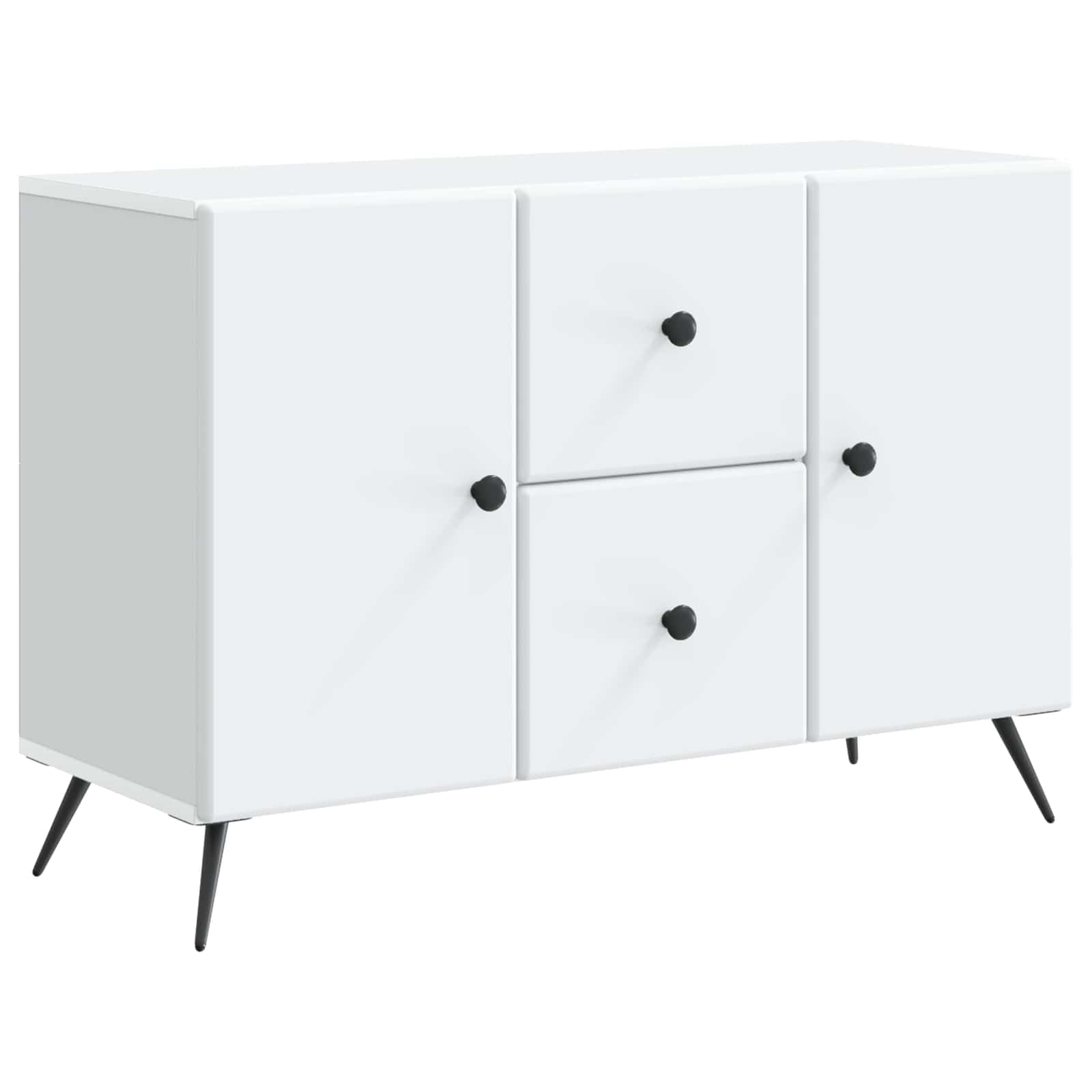 Générique Biały bufet 89 x 34,5 x 60 cm Drewno inżynieryjne | Ze zintegrowanym oświetleniem LED, półkami i szufladami, do przechowywania jadalni lub salonu, łatwy montaż