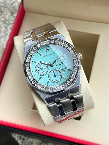 Image of AMERICANVIBER Diamond-Studded Men's Analog Watch with Adjustable Belt