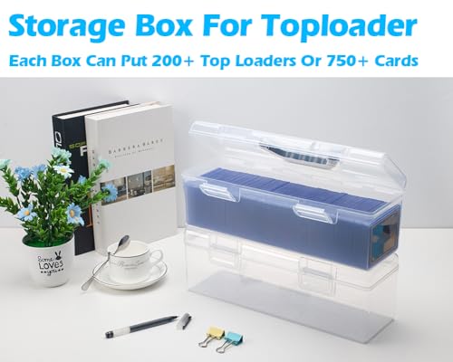 SUNEZLGO Storage Box For Toploader, Trading Card Storage Box Plastic, Playing Card Case, Large For Toploaders 200 Cards 750, Fit For Toploader and Standard Card