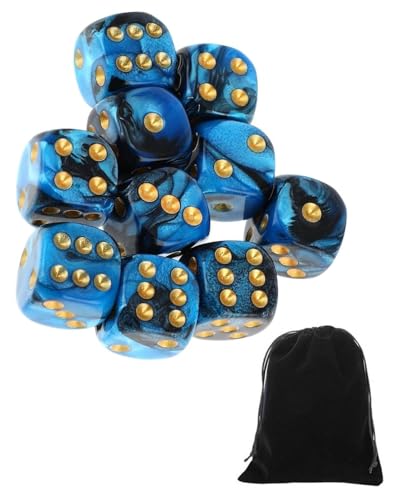 CULEB 10 PCS Dés,16mm D6 Dés de Jeux en Acrylique,Ensembledesdés avec Pochette en Velours pour Jeux de société,Rôle,Table,Cours de...