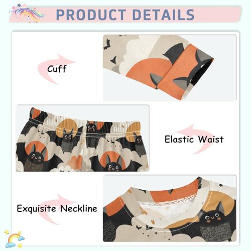 Pajama Sets Long Sleeve Flying Bats Among Clouds Soft Comfy Sleepwear 2 Piece PJS 3-8T4