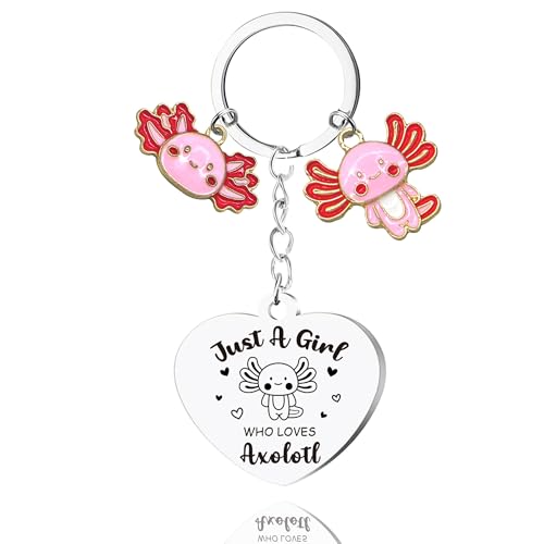 Cute Axolotl Gifts for Girls Keychain - Animal Lover Gift Just A Girl Who Loves Axolotl Keychains, Cartoon Axolotl Pendant Keyring for Women Valentines Day Birthday Present