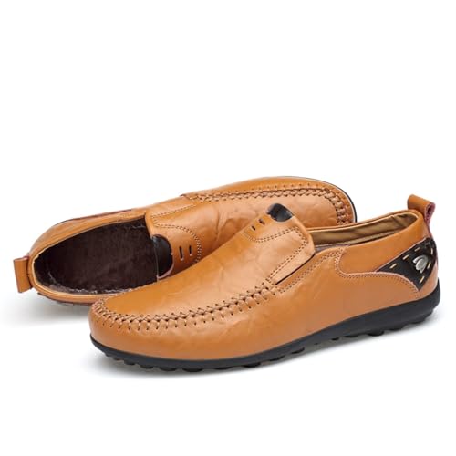 Dress Shoes for Men Men's Winter Leather Casual Driving Moccasins Slip-On Loafers Comfortable Flat Shoes for Men