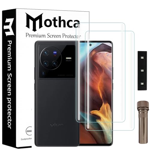 Image of Mothca Curved UV Tempered Glass Screen Protector for Vivo X80 / X80 Pro | Transparent | Pack of 2 | Borderless Full Screen Coverage with UV Installation Kit