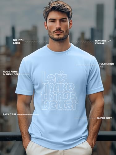 Image of Nobero 100% Cotton T Shirts for Men Stylish | Regular Fit | Graphic Printed T Shirts for Men 180 GSM Combed Cotton | Round Neck Half Sleeve