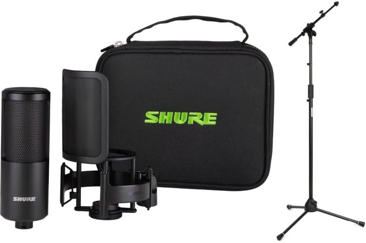 Shure SM4 Dual-Diaphragm Condenser Microphone Kit for Home Recording, Studio, and Podcasts – Includes Adjustable Stand, Shock Mount, and Pop Filter Audio for Professionals