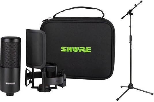 Shure SM4 Dual-Diaphragm Condenser Microphone Kit for Home Recording, Studio, and Podcasts Includes Adjustable Stand, Shock Mount, and Pop Filter Audio for Professionals