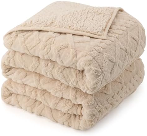 Weighted Blanket Queen Size 15lbs, Classy Soft Jacquard Sherpa We...