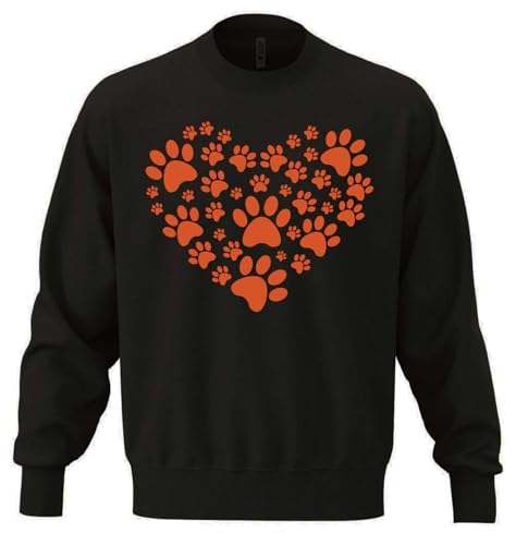 Paws Heart Graphic - Sudadera unisex de gran tamaño, mezcla de algodón, color negro, Negro, M Grande