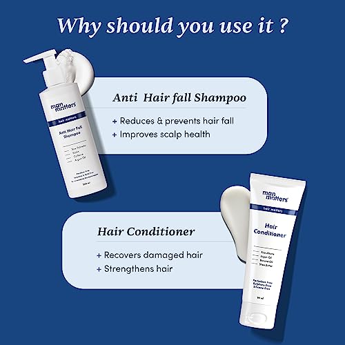 Image of Man Matters Anti Hair Fall Shampoo 200ml and Conditioner 90ml For Men With DHT Blocker | Helps in Deep Nourishment and Frizz Free Hair | Sulphate & Paraben Free | Pack of 2