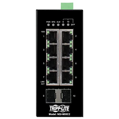 Image of Tripp Lite Industrial 8-Port Managed Gigabit Ethernet Switch, 2 SFP GbE Slots, 10 /100 /1000 Megabit RJ45 Ports, -40 to 167F Temperature Range, 3-Year Manufacturer's Warranty (NGI-M08C2)