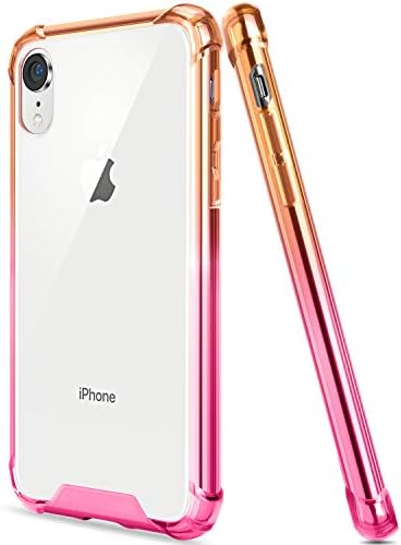 SALAWAT Compatible iPhone Xr Case, Clear iPhone Xr Case Cute Anti Scratch Slim Phone Case Cover Reinforced Corners TPU Bumper Shockproof Protective Case for iPhone Xr 6.1inch 2018 (Orange Pink)