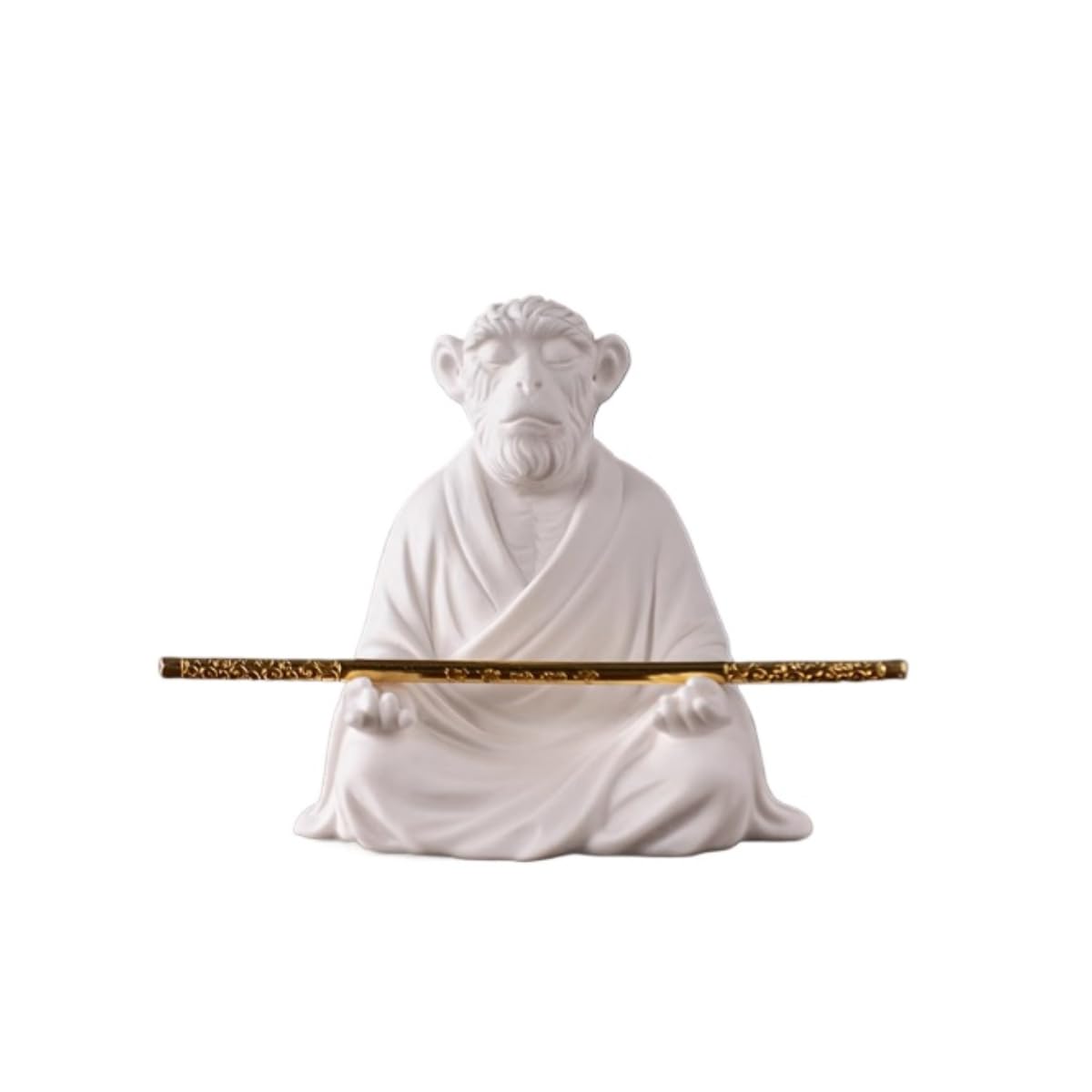 AOTTSD White Purple Sand Monkey King Statue, Zen Meditation Buddha