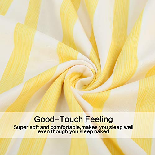 Image of Best Season 4 Piece Stripe Microfiber Stripe Sheet Set - Super Soft Luxury Hotel Deep Pocket, Fade & Wrinkle Resistant Bedding Set (Bright Yellow,Queen Size)