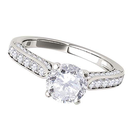 Mauli Jewels 1.00 Carat Diamond Engagement Ring Prong-Setting 14K Solid White Gold3