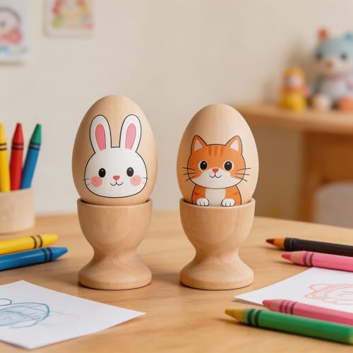 Blank Wooden Egg Cups for Crafts, 15Pcs Easter Egg Holders for Painting, Unfinished Eggs Stand Cups for Craft Easter Birthday Baby Shower Party Supplies