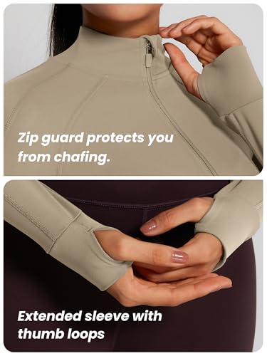 Image of GYM RAINBOW Womens Snatched Workout Jackets Lightweight Zip Up Slim Fit Gym Track Athletic Jackets with Thumb Holes