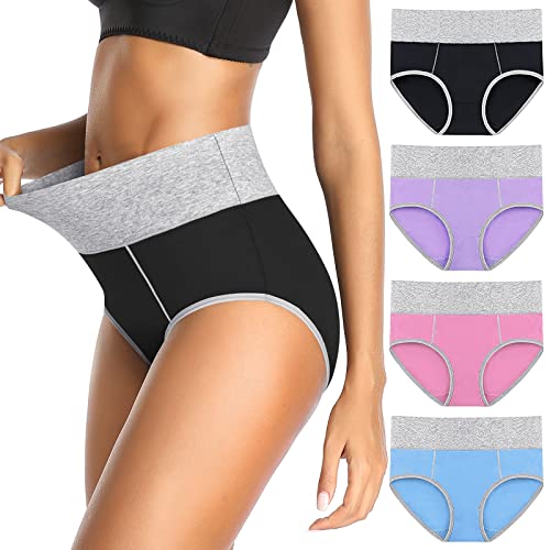 Image of Womens Underwear,Cotton Mid Waist No Muffin Top Full Coverage Brief Ladies Panties Lingerie Undergarments for Women Multipack