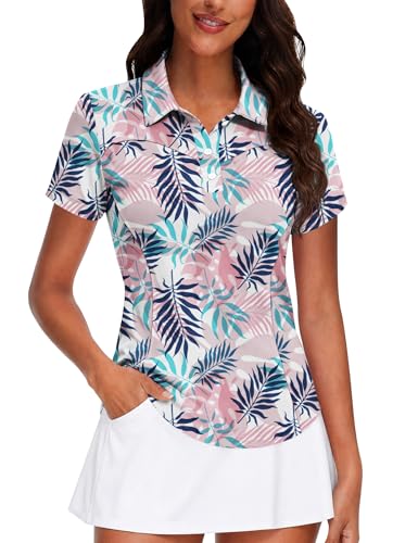 Image of TFSDOD Womens Golf Polo Shirts Collared Short Sleeve T Shirt Lightweight Moisture Wicking Polo Casual 3 Buttons Outfits