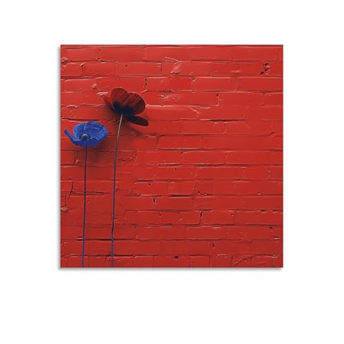 Grande toile abstraite brique rouge décoration murale moderne haut de gamme