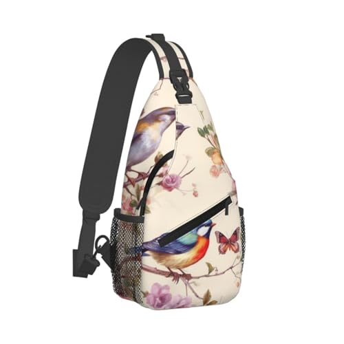 Birds On Branches And Butterflies Sling Bag Waterproof Lightweight Crossbody Shoulder Backpack Chest Bags Travel Hiking Casual Daypack For Women Men2