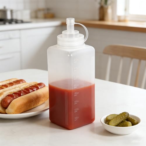 Botellas exprimibles para condimentos de plástico reutilizables con dosificador de cocina 6
