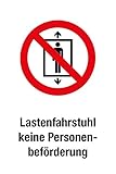 Verbotsschild - Lastenfahrstuhl Keine Personenbeförderung - Folie Selbstklebend - 20 x 30 cm