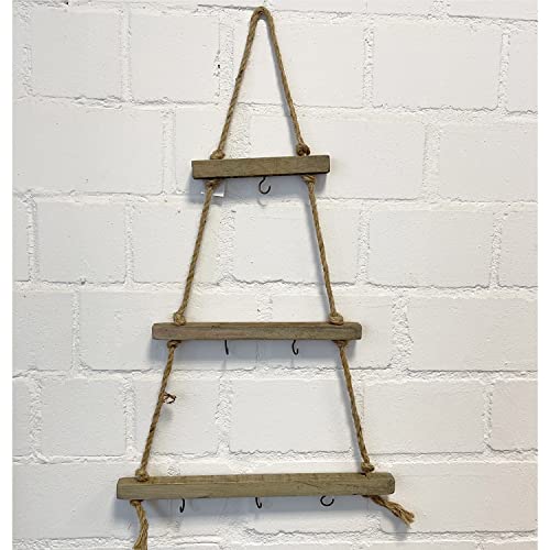 INDA-Exclusiv Sapin de Noël décoratif à suspendre avec échelle en tricot et crochets 38 x 2 x 68 cm