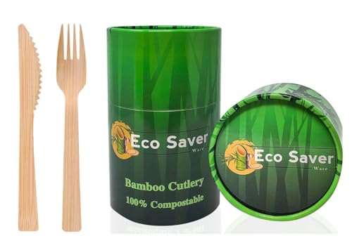 Eco Saver Ware 150 Pcs Bamboo Forks & Knives cover