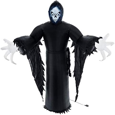 Halloween Haunters Giant 9 Foot Inflatable Spooky Black Reaper Ghost with LED Lights Indoor Outdoor Yard Lawn Prop Decoration - Blow Up Haunted House Party Display - Boo