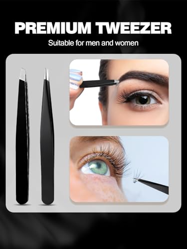 Macaki 10X&30X Magnifying Mirrors with Suction Cups and 2 Tweezers Set，3.5 inches Magnified Makeup Mirror, Black, 2PCS