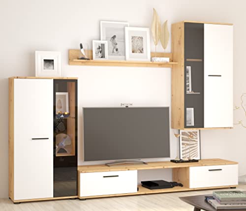 Furnix Mediawand Sarai Schrankwand Wohnwand Wandschrank Wohnzimmer 4-TLG...
