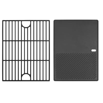 BBQration 17" Grill Grates and Griddle for Nexgrill Grill Parts 720-0830H 720-0783E Nexgrill Replacement Parts 5 Burner 720-0888N 720-0888 720-0697, Grill Parts for Kenmore, Uniflame and More