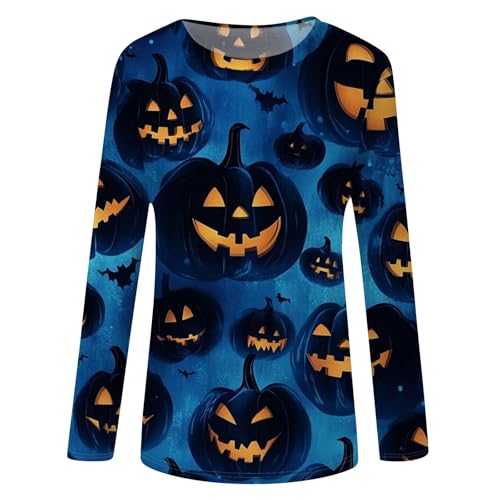 Halloween Shirts for Women Long Sleeve Plus Size Fashion Crewneck Comfortable Tshirts Halloween Costumes for Women