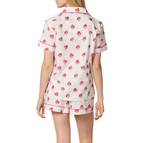 Image of Bed Head PJs Women's Short Sleeve Woven Cotton Sateen Shorty Pajama Set - Organic, Soft, Lightweight, Classic Fit Sleepwear