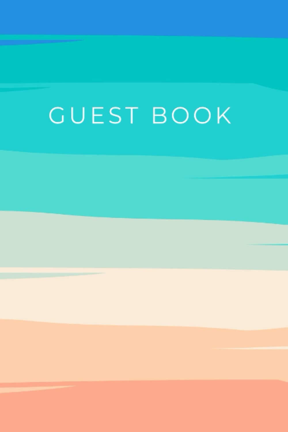Calm and Coastal Stripe - Guest Book, Vacation Rental Home Visitor Log Book for Air BNB