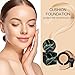 Mushroom Head Air Cushion CC Cream Strong Concealer, Moisturizing BB Cream Makeup Base Primer Even Skin Tone for All Skin Types, Face Makeup Cushion Foundation Long Lasting (Natural+Setting Powder)