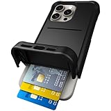 Scooch for iPhone 15 Pro Max Case with Card Holder, Wingmate Wallet Case with Hidden Card Slot and RFID Protection for up to 4 Cards, 10-Foot Drop Protection, Black