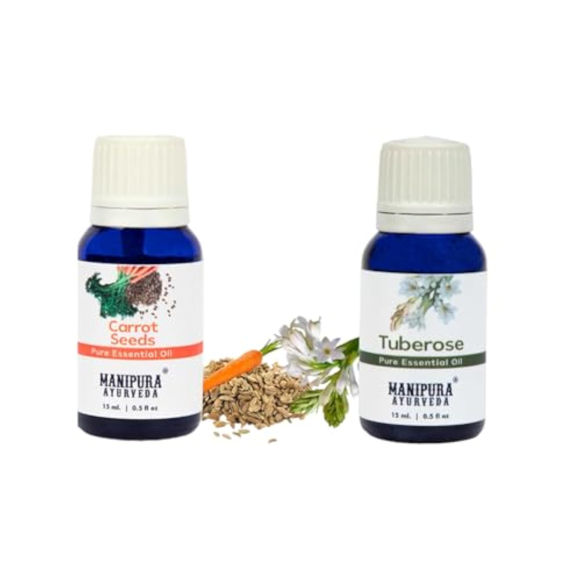 Carrot Seed + Tuberose Essential Oil Combo Pack, 100% Pure & Natural
