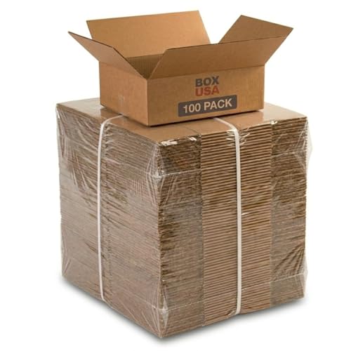 Image of BOX USA Small Shipping Boxes 9 inchL x 6 inchW x 3 inchH (100-Pack) - Small Corrugated Cardboard Packaging Boxes for Shipping, Packing, Moving, and Storage at Home, Office, or Business
