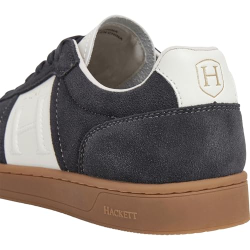 Hackett London Para Hombre. HMS200054 Zapatillas De Piel Harper League (45), Negro, Plano, Cordones, Casual - 5