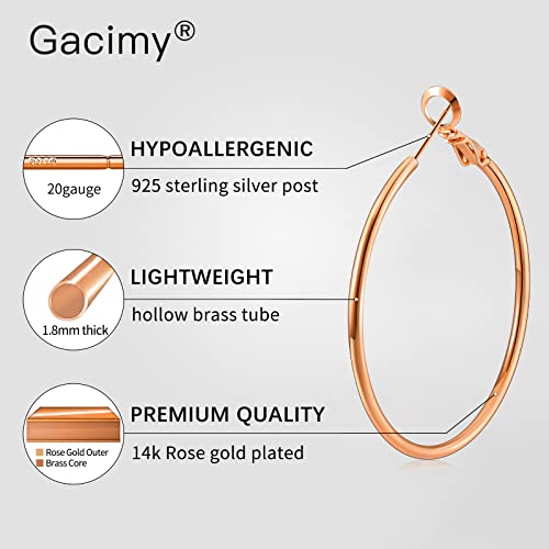 Image of Gacimy Gold Hoop Earrings for Women, 14K Gold Plated Thin Hoops